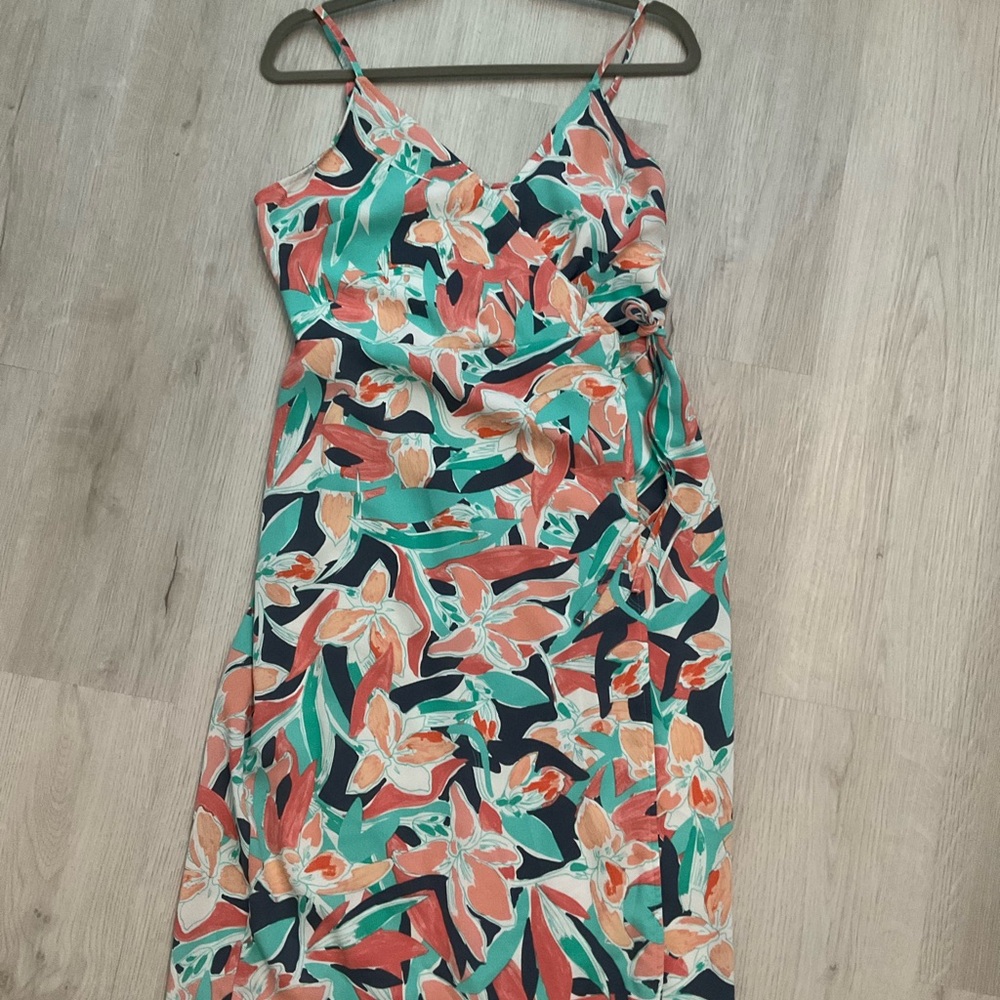 Nine West Pink and Green Spaghetti Strap Sundress